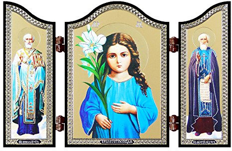 NKlaus 1418 Triletstvujushhaja GottesMutter christliche Ikone Triletstvujushhaja reis