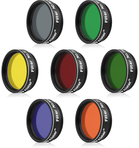Alstar Filter Set of 1.25-Inch Seven Telescope Filters - Incredible Value to Have Most commonly Used Color plantary Eyepiece Filters