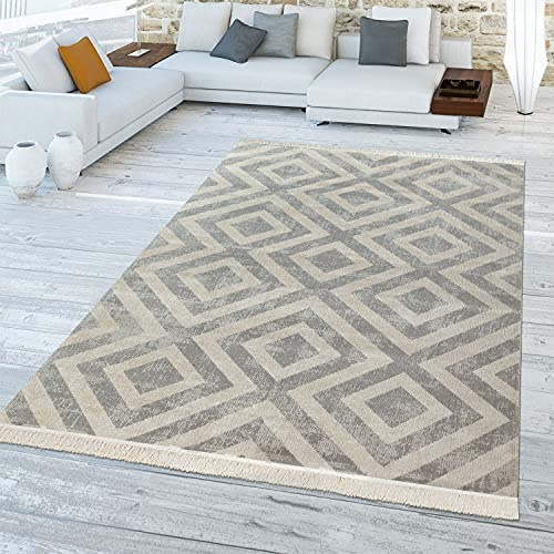 TT Home In-& Outdoorteppich Wetterfest Balkon Teppich Küche Rauten Design Soft Skandi Design Geometrisches Design, Größe:160x220 cm