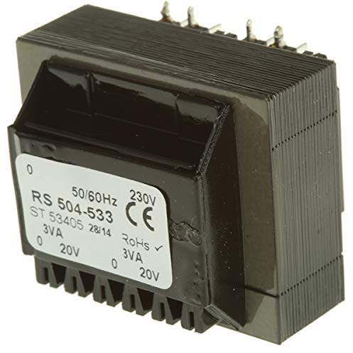 RS PRO Printtrafo, Trafo 230V ac / 20V ac 6VA 2 Ausg. 43mm x 36mm x 33mm 180g Durchsteckmontage