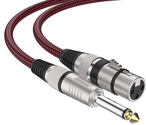 BIFALE XLR Female to 1/4 TS Cable 25ft 2Pack, Nylon Braided Microphone Cable TS 6.35mm Mono Jack Unbalanced Microphone Cable Heavy Duty Mic Cable