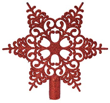 Christbaumspitze Schneeflocke Kunststoff Glitzer 20cm Weihnachtsspitze Tannenbaumspitze bruchsicher rot