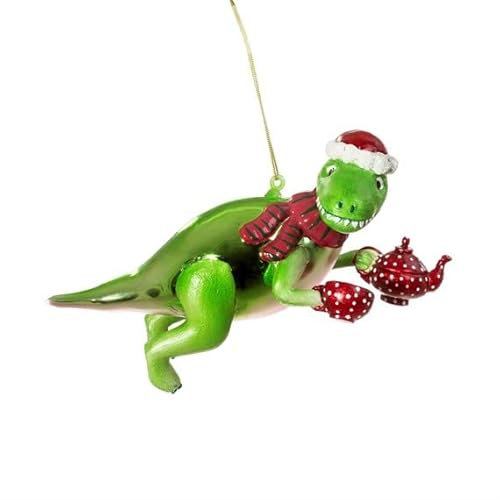 Sass & Belle Tea Rex Shaped Bauble Green