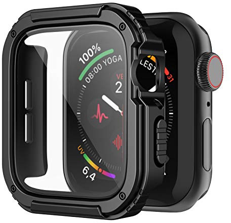 Recoppa Rugged Apple Watch Case 38mm with Screen Protector, Durable Military Grade Protective Cover for Apple Watch 3 2 1 (Black)