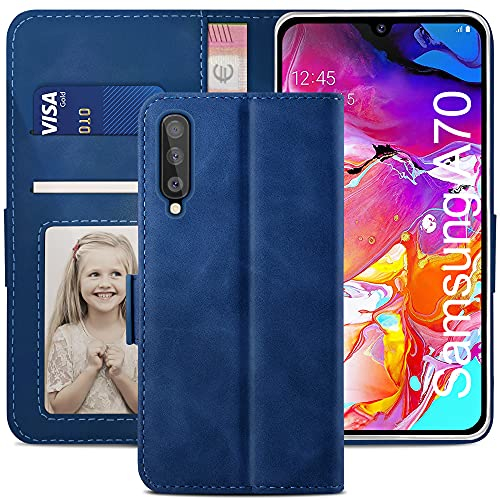 YATWIN Handyhülle Kompatibel mit Samsung Galaxy A70 Hülle, Klapphülle Samsung A70 Premium Leder Brieftasche Schutzhülle [Kartenfach] [Magnet] [Stand] Handytasche Case für Samsung Galaxy A70, Blau