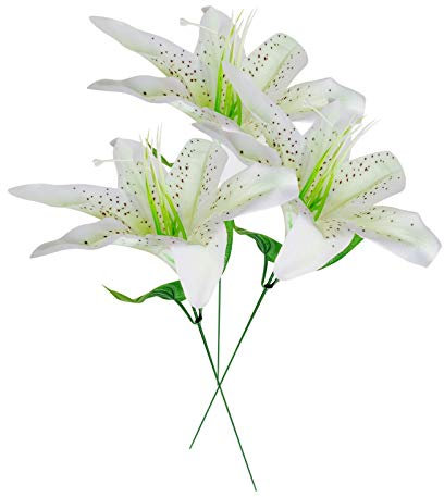 MUMEOMU 3 Stück Künstliche Blumen Lilie,Blumen Deko Künstlich Gefälschte Seide Hortensien Dekoration Plastik Blumenarrangements Hochzeit Blumensträuße Braut Zuhause Dekoration Künstliche Lilien Blumen