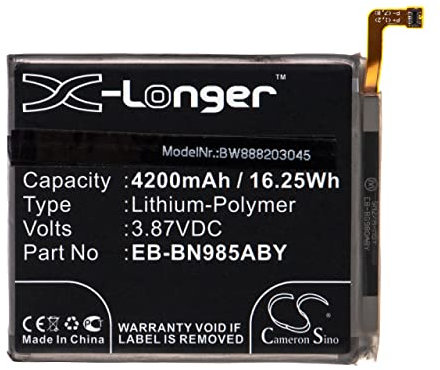 vhbw batteria compatibile con Samsung M-N986D, Note 20 Ultra 5G, SC-53A, SCG06 smartphone cellulare (4200mAh, 3.87V, Li-Poly)