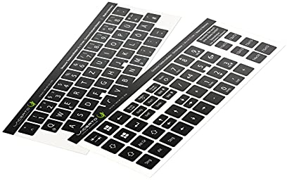 Lacerto® | 14 x 14 mm – Set di adesivi tedeschi per tastiere PC e laptop con tasti aggiuntivi e tastierino numerico | Colore: nero