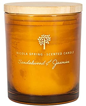 Nicola Spring Soja Wachs duftende Kerze - Glas Aromatherapie Geschenk für sie - 21 Stunden Burn Time - 130g - Sandelholz & Jasmin