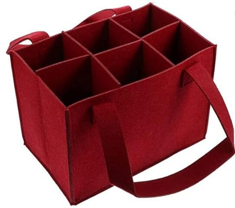 YAXIDAEVER 1Pcs Flaschentasche,Weinflasche Geschenk Tasche Filztasche Bierträger Weinträger mit 6 Seperate Trennwand mit abnehmbaren Trennwänden (für 6 Flaschen) 24*16*18cm, Schwarz