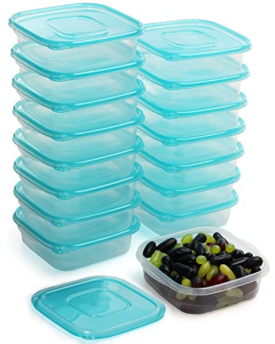 FRESHLY CONTAINED Recipientes para Alimentos Cuadrados (Pack de 16) 710 ml - Envases para Alimentos Herméticos de Plástico Libre de BPA con Tapa - Cocina, Alacena, Microondas/Congelador