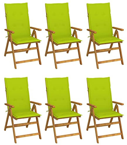 Tidyard 6 STK. Klappbare Gartenstühle mit Auflagen Klappstuhl Essstuhl Holzstuhl Rückenlehnenstuhl Klappstühle Balkonstuhl Gartenstuhl Outdoor Gartenstuhl Massivholz Akazie