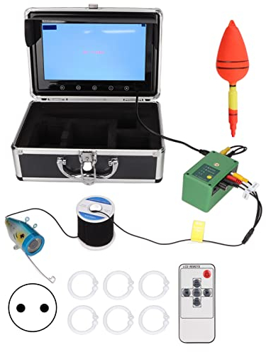 Fischfinder 30 M Unterwasser Angelkamera, Tragbarer 10 Zoll LCD , wasserdichte 1000TVL Angelkamera mit 15 Infrarotlampen, Video Fischfinder für EIS, See und Bootsangeln (92° 10