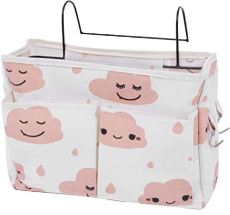 Gcroet Bedside Hanging Storage Basket Multi-Function Organizer Caddy,Dormitory Bed Organiser Caddy,Bedside Hanging Organizer Bunk Bed Storage Hanger Bag Pocket Dormitory Bed Caddy Pink