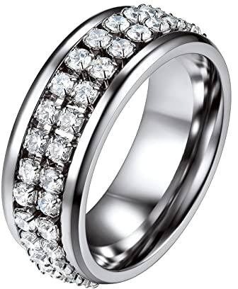 Richsteel Herren Ring gedreht Schmuck für Männer mit Zirkonia Edelstahl Größe 54.5 Farbe Silber