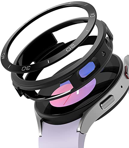 Ringke [Air Sports + Bezel Styling Kompatibel mit Samsung Galaxy Watch 5 Hülle [40mm] Flexible Stoßfestes TPU Schutzhülle mit Aluminium Lünettenring - Schwarz/Schwarz