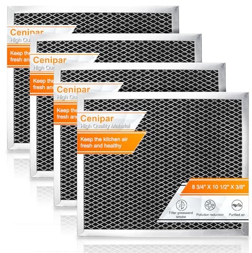 Cenipar 97007696 Charcoal Odour Filter for Range vent hood (8 3/4 X 10 1/2 X 3/8)-4 Pack