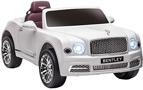 HOMCOM Bentley Mulsanne Licensed Kids Electric Ride On Car 12V Powered Toy Car w/Remote Control, Music, Horn, Lights, MP3 Slot, Suspension Wheels, for Ages 3-6 Years - White