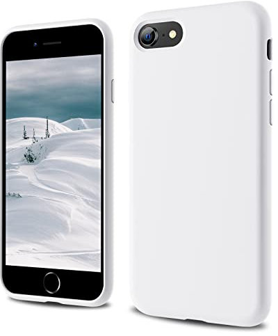 CALOOP Designed for iPhone SE Case 2020/2022, iPhone 8/7 Case, Liquid Silicone Full Body Protective Covered Silky-Soft Anti-Scratch Gel Rubber Slim Shockproof Cover 4.7 inch, White