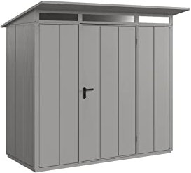 Gerätehaus ELEGANT Pultdach / 2-flügelig / 2 Größen / 5 Farben/Geräteschuppen/Gartenhaus/Aluminium-Bodenrahmen/Hohe Qualität und sehr stabile Haptik/Einfache Montage - L (8,86 m²) (RAL 7016)