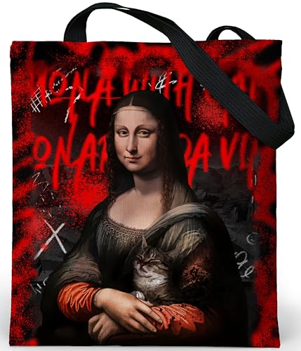 Loxato Tote Bag mit Reißverschluss - Aesthetic Tasche - Samtgewebe Velluto - Stofftasche Damen mit Reißverschluss Groß B37 H42 cm - Jutebeutel Bedruckt - Beuteltasche Damen - Stoffbeutel Aesthetic