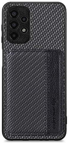 SNCLET Étui Portefeuille pour Samsung Galaxy A13 4G Cover Housse de Protection Shockproof,Porte-Cartes avec Magnétique,Coque Portefeuille en Carbon Fiber Texture pour Samsung A13 4G,Le Noir