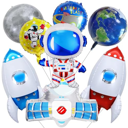 Weltraum Geburtstag Deko Luftballons,Astronaut Folienballon 8 Pcs,Rakete Raumschiff Helium Ballons, Kindergeburtstag Deko Junge,Weltraum Thema Party Dekorationen,Kinder Geburtstagsfeier Zubehör