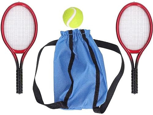 Fituenly 4 Stücke 1:12 Miniatur Sport Tennis Schläger Ball Tasche Set Puppenhaus Dekoration Zubehör