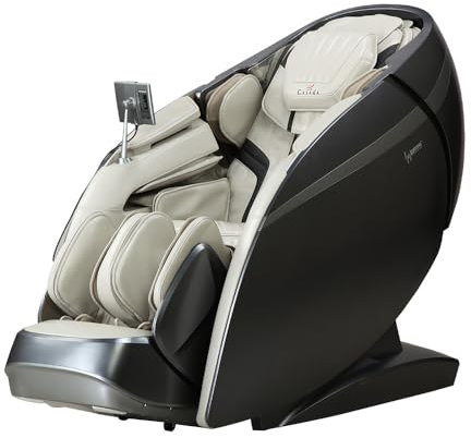 Skyliner III Massagesessel Casada - Massagestuhl, 4D-L-Track-Massage, Zero-Gravity, Carbon Wärme, Ganzkörper-Massage, Audiostimulation (Khaki-Grau)