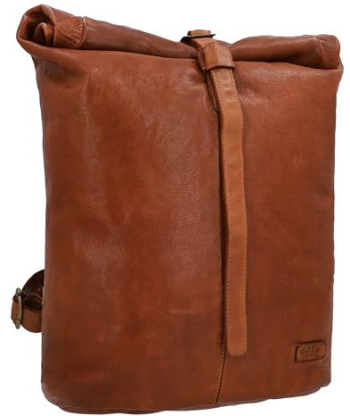 Gusti Rafael Rucksack Lederrucksack mit Reißverschluss und Schnalle diebstahlsicher Braun Leder Damen Herren