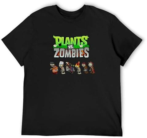 meiyan Men's Cool Plants Vs. Zombies T-Shirt Black 3XL