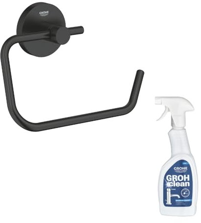 GROHE Dérouleur de Papier Mural WC Start Noir Mat + nettoyant GrohClean