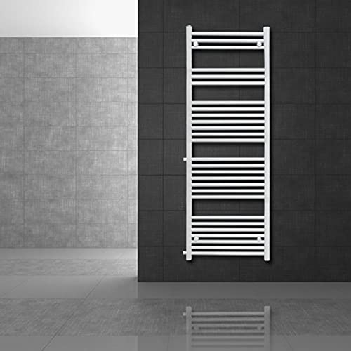 LuxeBath Radiador Toallero de Baño 500 x 1600 mm Blanco Recto con Conexión Lateral, Calentador Secador de Toallas con Kit de Montaje Incluído, Protección contra Fugas, Ahorro de Espacio