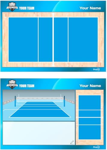 ETISPORT Taktiktafel für Volleyballtrainer. Beidseitig verwendbar und geeignet für trocken abwischbare Marker. INDIVIDUELL GESTALTET mit Farbe, Wappen oder Logo, Name und Verein (Standard)