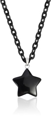 MILAKOO Edelstahl Anhänger Halskette für Frauen Schwarz Charms Link Ketten 23 Länge Lobster Clasp (Blackstone Stern)