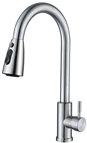 Cieex Kitchen Tap Mixer Tap Single Lever 360° Swivel Sink Tap Kitchen Taps with Pull Out Spray High Arc Faucet for Sinks with Thickness of Less Than 3.8 cm