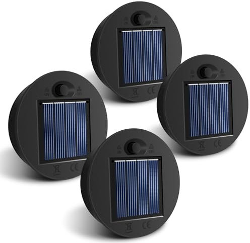 HELESIN Solarleuchten Ersatzteile 4 Stück, 7cm 1.2V 600mAh Solarleuchten Ersatz, IP65 Wasserdicht Solar Ersatzdeckel 7cm, LED Ersatz Solarmodul für Gartenleuchten, Solar Led Ersatz für DIY