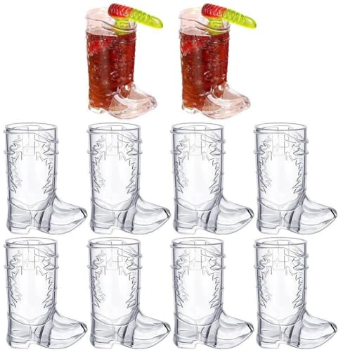 10pcs Plastic Mini Cowboy Boot Shot Glasses 1 Oz Reusable Cowboy Boot Cups Western Plastic Beer Mugs for Cowboy Cowgirl Party Decorations Bachelorette Party Supplies Birthday Wedding Decorations