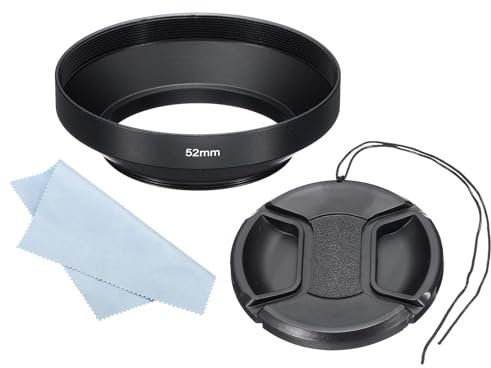 PATIKIL 52mm Lens Hood, Wide Angle Matte Surface Anti-reflective Inside Hood with 72mm Lens Cap and Cleaning Cloth for Camera Lens, Black for Nikon, for Fujifilm, for Pentax, for Leica