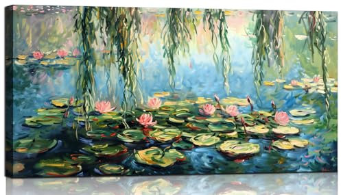 Sense&Sensitivity Arts Wunderschöne Monet-Wasserlilien-Leinwandkunst, berühmte Gemälde, Impressionistische Wandkunst, Claude Monet Drucke, klassische Kunstdrucke, Wasserwandkunst, Renoir-Leinwandkunst