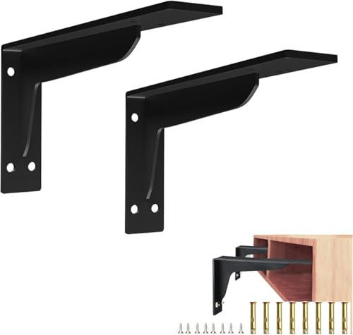 Quanerba Regalhalterung Regalwinkel 2 Stücke – Schwerlast Regalträger, Metall 90° Winklige Halter für Wandmontage (2, 12IN/28CM)