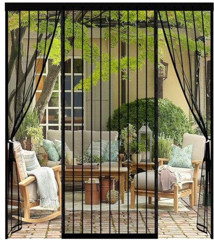 Moustiquaire Magnétique à Double Ouverture 250x200cm pour Porte-Fenêtre Fermeture Automatique Sans Perçage Rideau Anti Moustique et Insecte Idéal pour Maison, Salon, Balcon