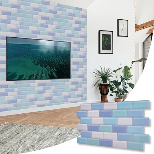 NOVECRAFTO 3D Wall Panels - 20 Sheets Covering 99.2 sqft (9.22 sqm) Decorative PVC Plastic Cladding Panel Size - 37.79 x 18.89 in (96 x 48 cm) – Subway Tile Pattern in Pastel Mix Colours