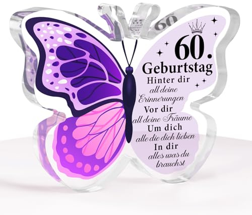 60. Geburtstag Geschenke für Frauen, 1965 60. Geburtstag Geschenke für ihr-Acryl Schmetterling Plakette Happy Birthday Geschenke, wunderbare 60. Geburtstag Geschenk für Mutter Frau Schwester