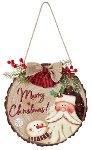 Joyzan Weihnachtliches Willkommensschild aus Holz, Bezaubernde Weihnachtsdekoration, Festliches Design, Ideal für Eingangsbereiche auf der Veranda, um Gäste Willkommen zu Heißen (32 * 32 * 2)