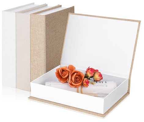 DI QIU REN Dekorative Aufbewahrungsbox aus Leinenimitat mit versteckter Aufbewahrung für Dekoration und Couchtisch, 3 Stück (21,6 x 15,5 x 4,6 cm)