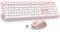 LeadsaiL Kabellose Maus-Tastatur, AZERTY, französisches Tastatur-Set, 2,4 GHz mit USB-Empfänger, volle Größe, 1600 DPI, 12 programmierbare Tasten für PC, Laptop, Windows, Mac – Rosa