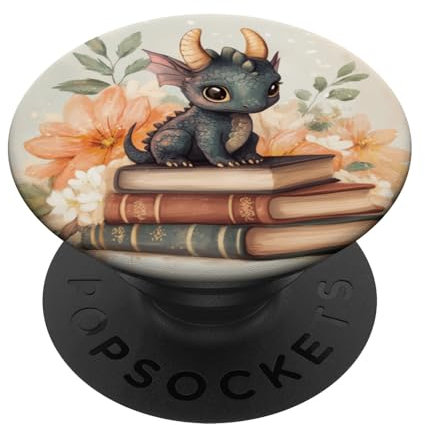 Dragon Books Cottagecore Bookworm Flowerful Bookish PopSockets Adhesive PopGrip