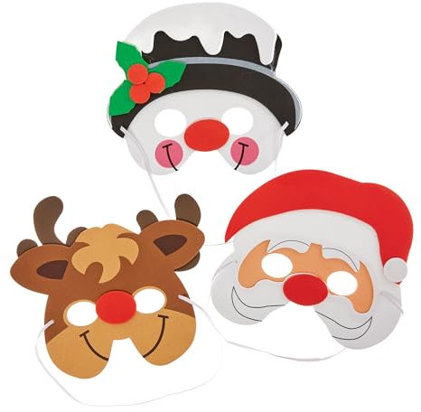 Baker Ross FN356 Weihnachtsmasken aus Schaumstoff - 6er-Pack, Weihnachtskostüm für Kinder