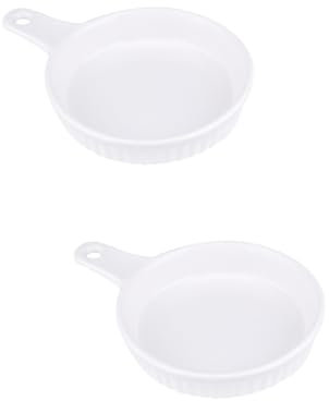 Amosfun 2 Stk Snackteller kochgeschirr keramik-auflaufform lebensmittel container Brotbackofen Offene Bratpfanne mit Antihaftbeschichtung Lebensmittelbehälter Keramikschale mit Griff Weiß